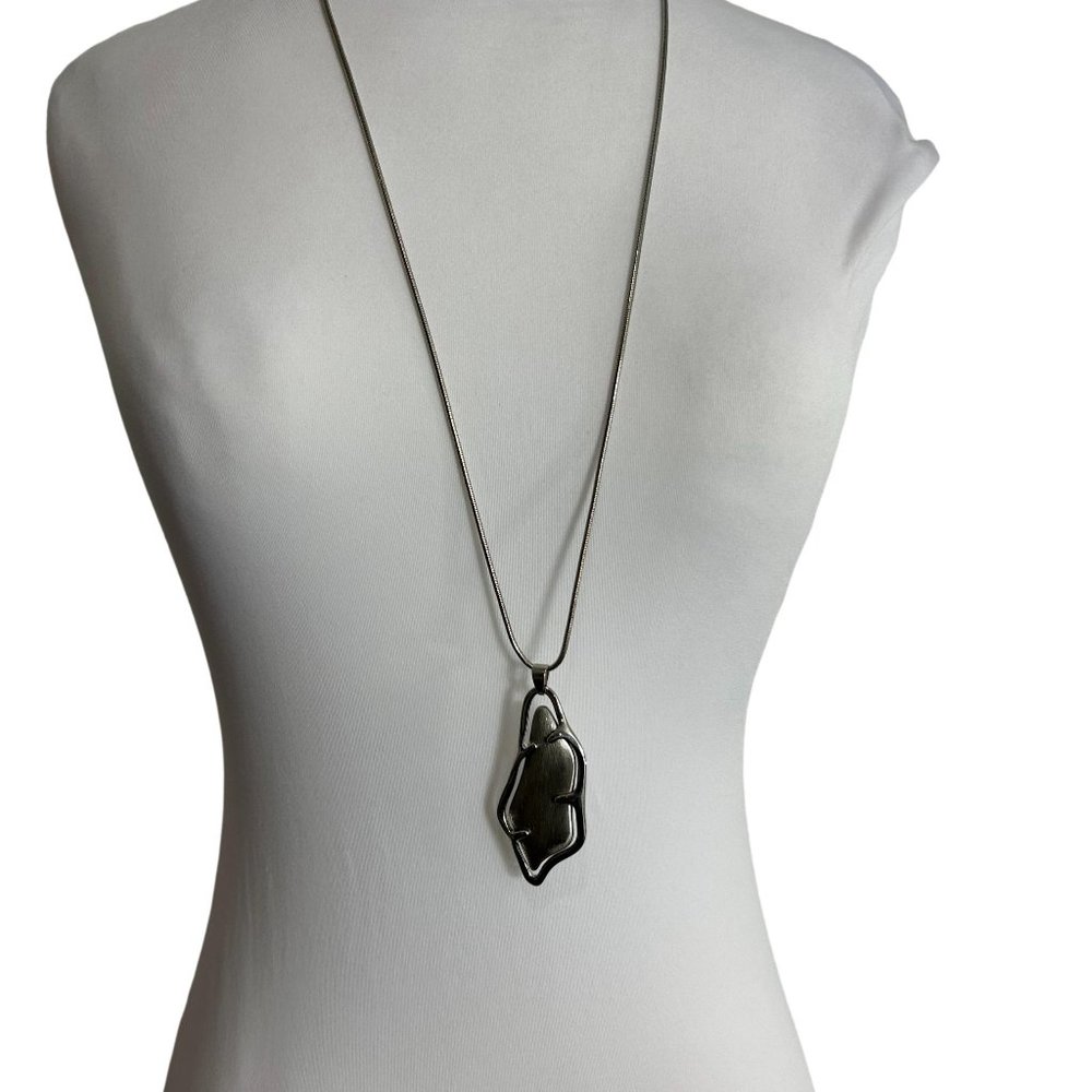 Howards Long 32" Silver Tone Snake Chain Pendant Necklace Brutalist New